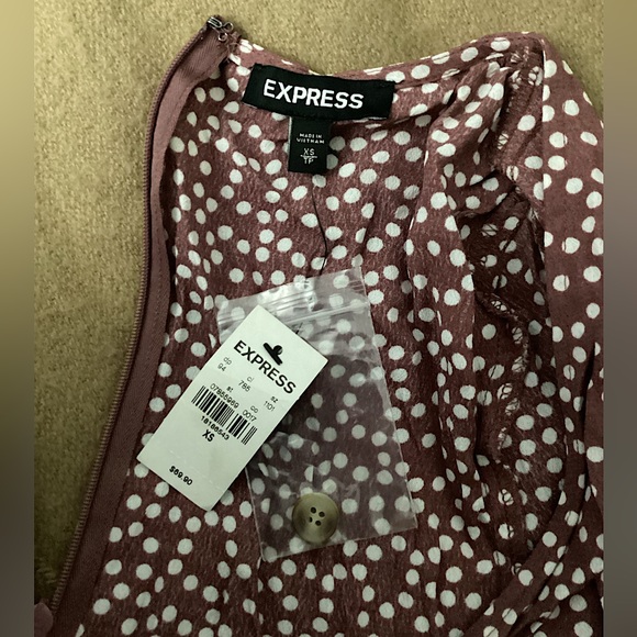 Express polka dot pink midi dress size XS - Picture 5 of 5